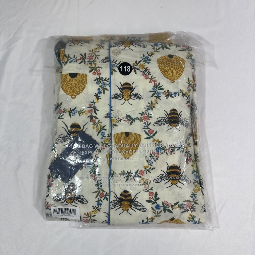 NWT $168 PRINTFRESH [ 4X ] 100% Organic Cotton Long PJ Set in Sweet Bee U1877 - Picture 8 of 11